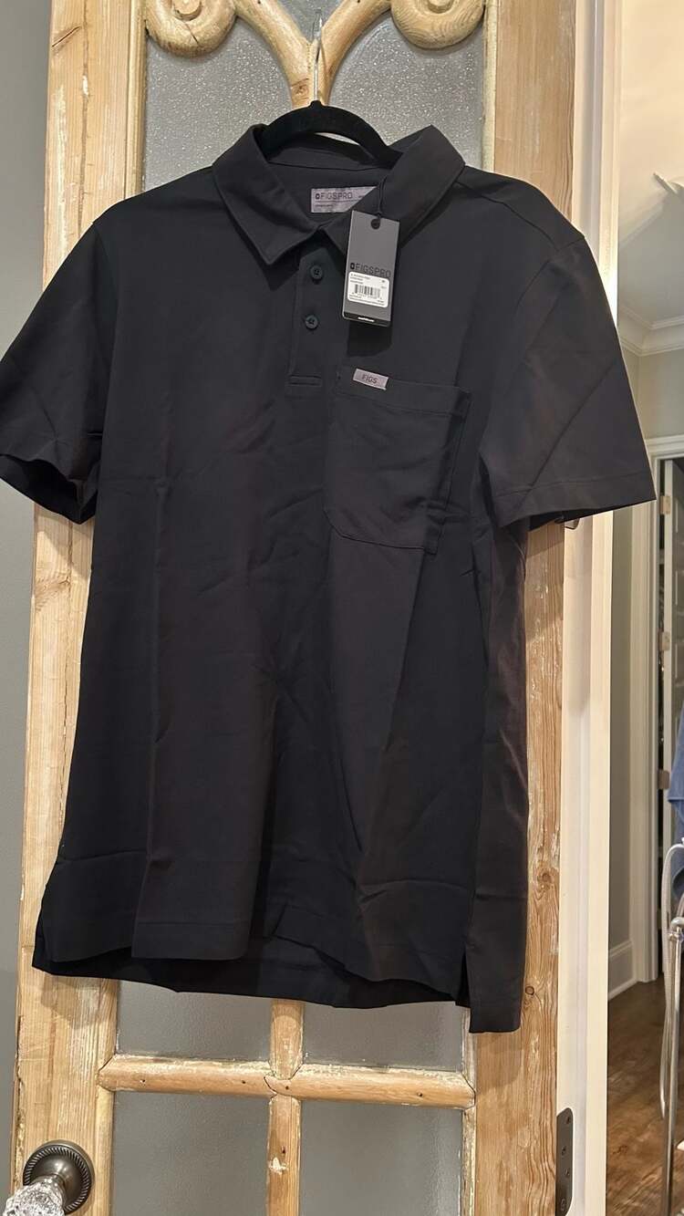 Figs Technical Pique Scrub Polo Size M Black